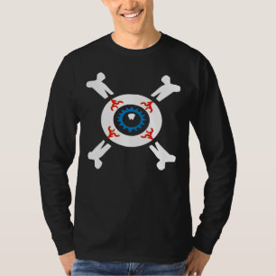 T-shirt Crâne et os pour les chemises sombres (bleu)