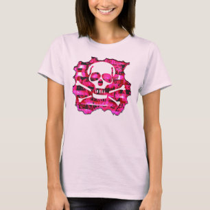 T-shirt Crâne et os rose Emo