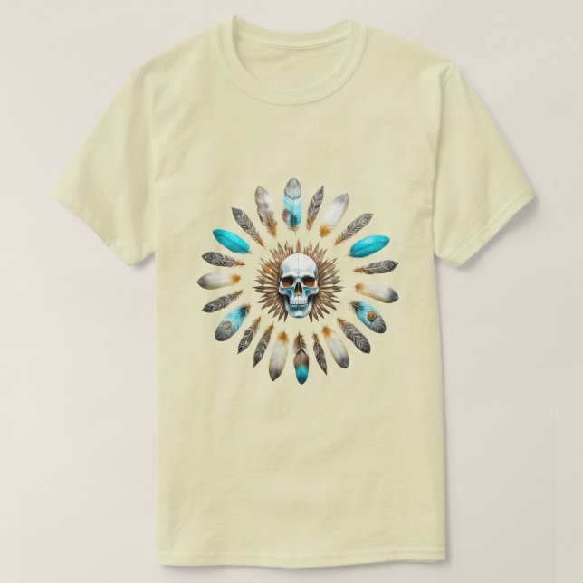 T-shirt Crâne et plumes 01 (Design devant)