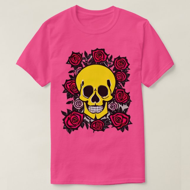 T-shirt Crâne et Rose 5 (Design devant)