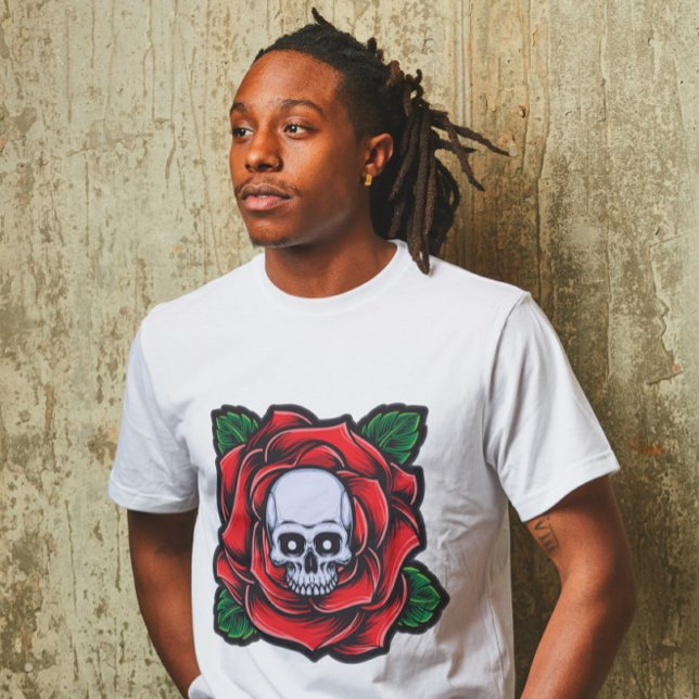 T-shirt Crâne et rose rouge vibrante (Créateur téléchargé)