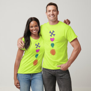 T-shirt Crâne, Fleur, Coeur, Os Boutons Déplaisants T-shir