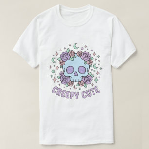 T-shirt Crâne Fleuris Pastel Gothique Art Esthétique Migno