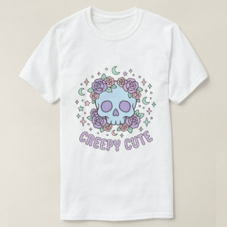 T-shirt Crâne Fleuris Pastel Gothique Art Esthétique Migno
