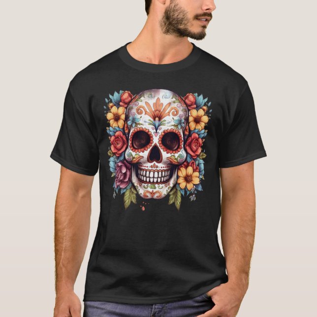 T-shirt Crâne floral 10 (Devant)