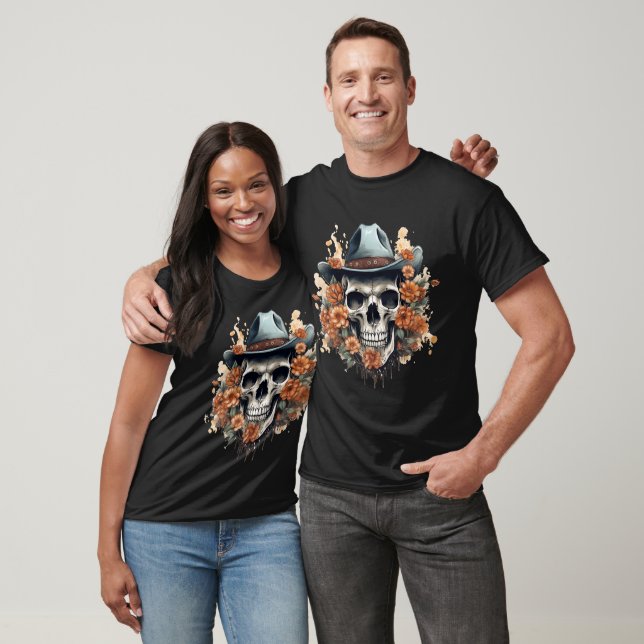 T-shirt Crâne floral Cowboy 12 (Unisexe)