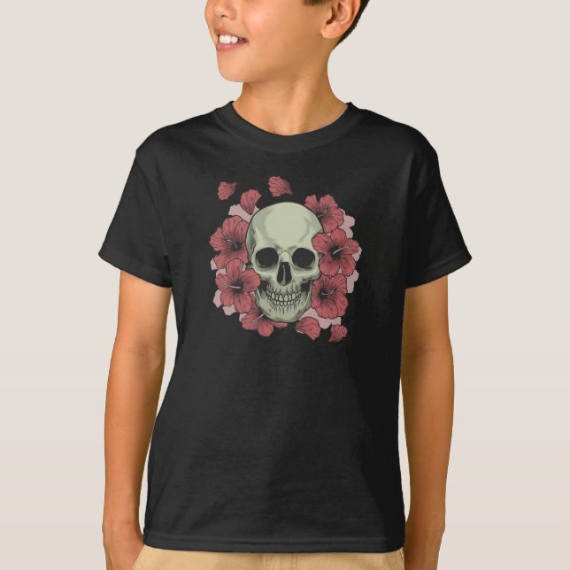 T-shirt Crâne floral Dia de los Muertos | Chemise (Devant)