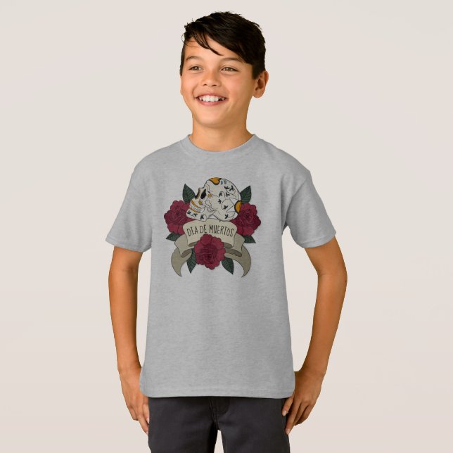 T-shirt Crâne floral Dia de los Muertos | Chemise (Devant entier)