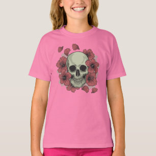 T-shirt Crâne floral Dia de los Muertos   Chemise à manche