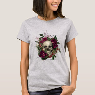 T-shirt Crâne floral gothique