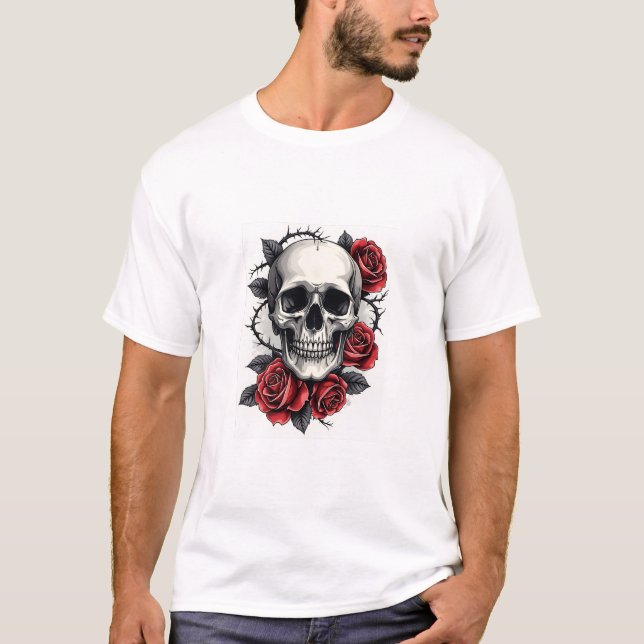 T-shirt Crâne floral gothique (Devant)