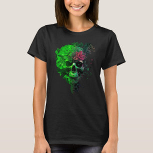 T-shirt Crâne Floral Néon Gothique Sugar Skull