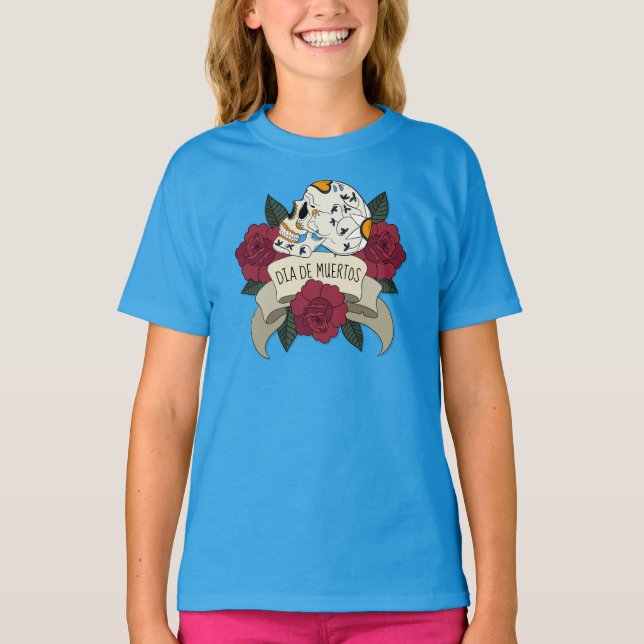T-shirt Crâne florale Dia de los Muertos Ringer Shirt (Devant)