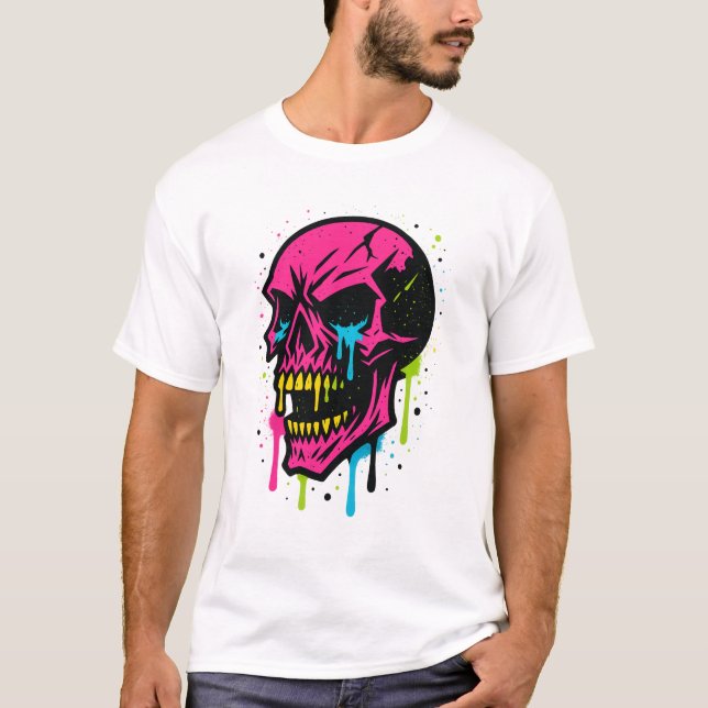 T-shirt Crâne fondu coloré (Devant)