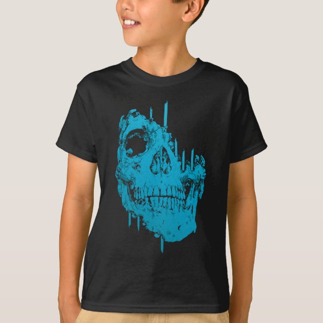 T-shirt Crâne gelé : Décroissance bleue inquiétante (Devant)