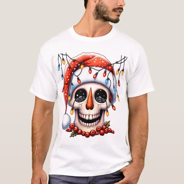T-shirt Crâne gelé Jolly Chemise Noël Snowman Crâne (Devant)