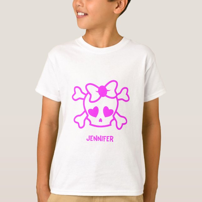 T-shirt Crâne girly rose d'emo avec la chemise de fille de (Devant)