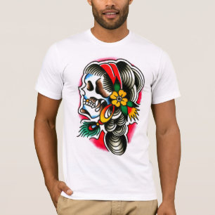 T-shirt Crâne gitan avec la plume de paon
