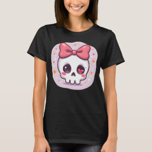 T-shirt Crâne Goth Pastel Mignon avec Nœud