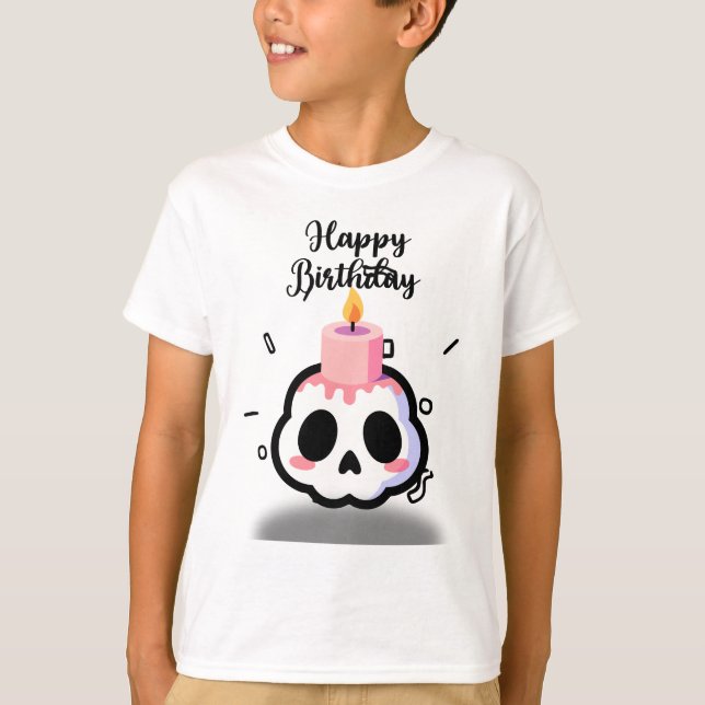 T-shirt Crâne Gothique Pastel Mignon d'anniversaire (Devant)