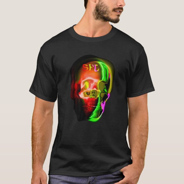 T-shirt Crâne gothique Squelette Abstrait (Devant)