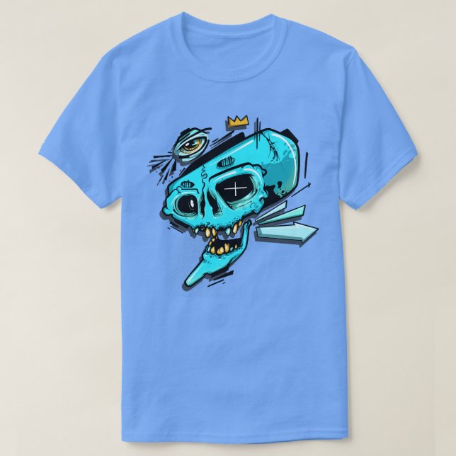 T-shirt Crâne gris bleu (Design devant)