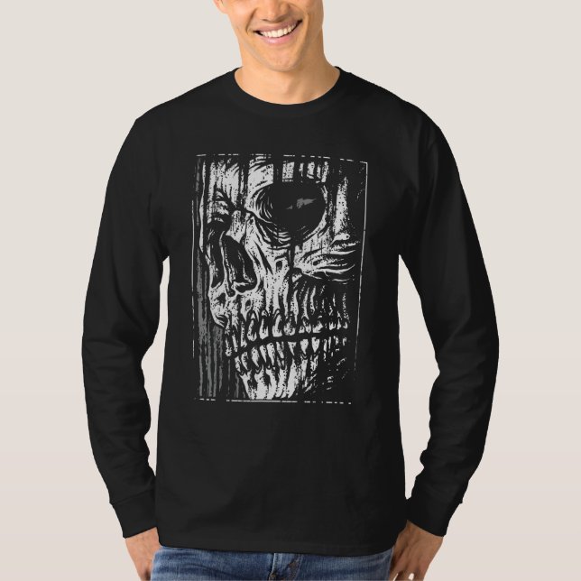 T-shirt Crâne gris foncé Goth Occulte Gothique Hor esthéti (Devant)