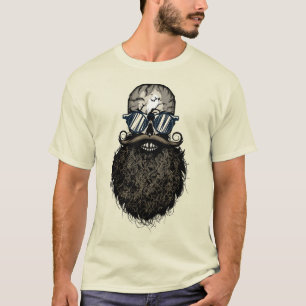 T-shirt crane_hipster_skull_tete_de_mort_barbu_barbe_moust