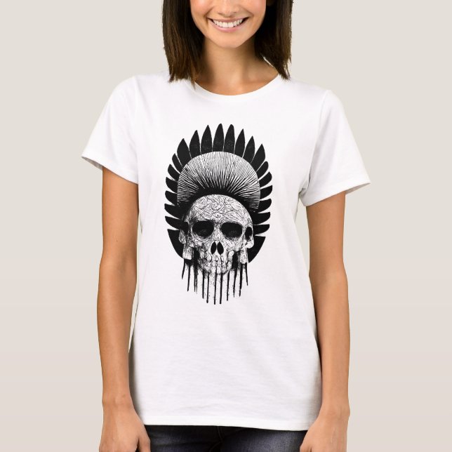 T-shirt Crâne Indien noir et blanc (Devant)