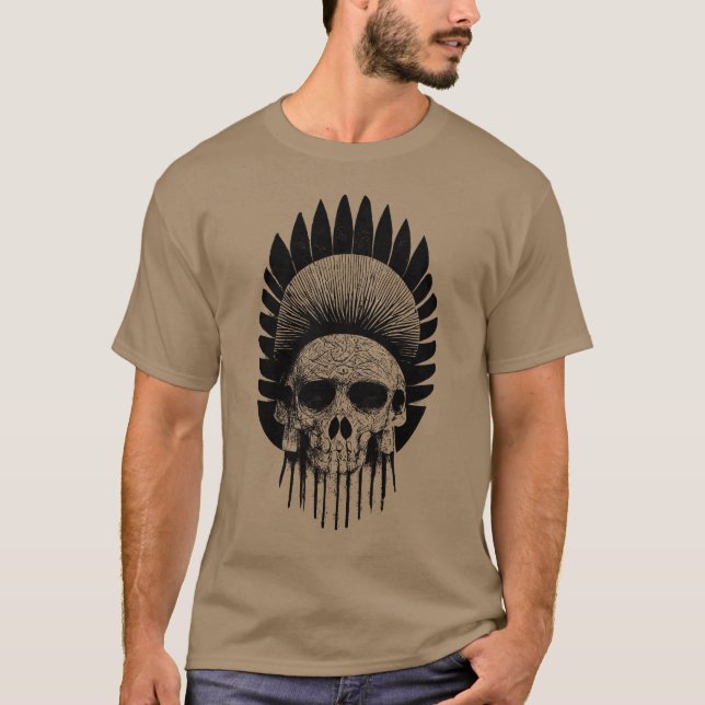 T-shirt Crâne Indien noir et blanc (Devant)