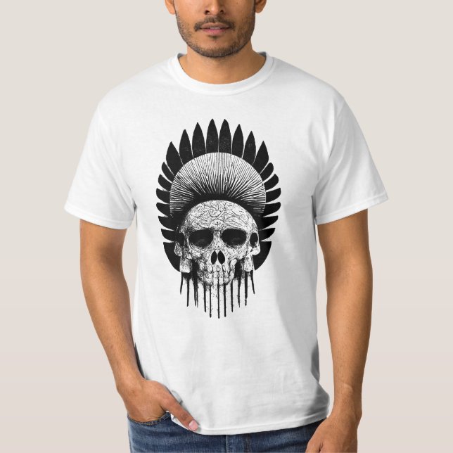 T-shirt Crâne indien noir et blanc (Devant)