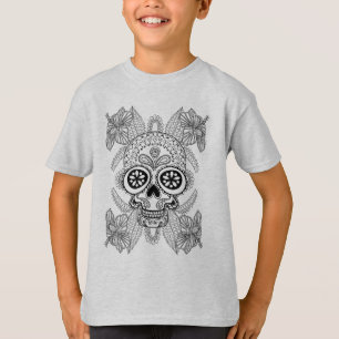 T-shirt Crâne inspiré en fleurs