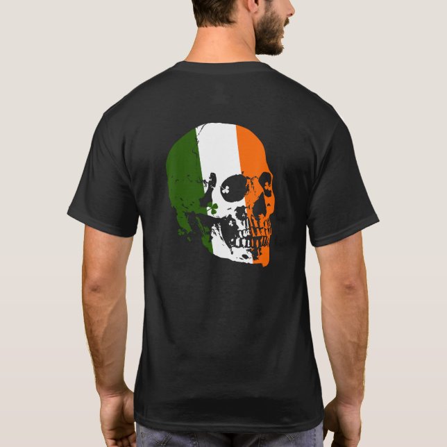 T-shirt Crâne irlandais de drapeau de croix celtique (Dos)