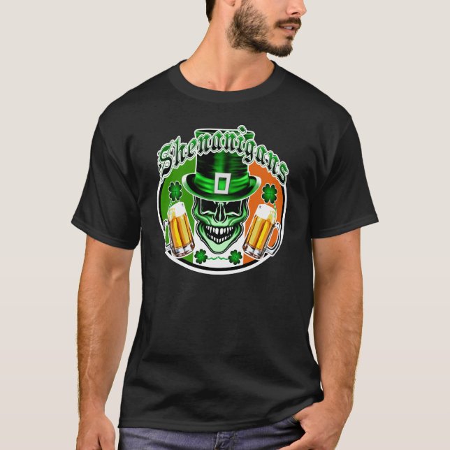 T-shirt Crâne irlandais vert de lutin : Malice 1 (Devant)