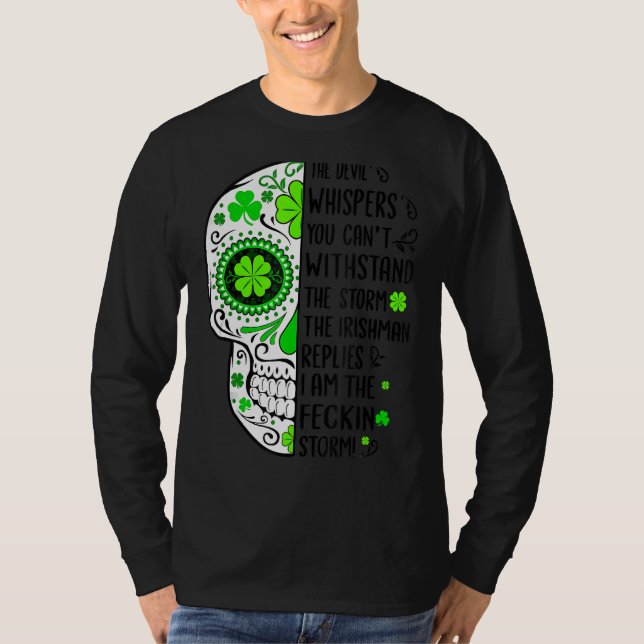 T-shirt Crâne Irrishman Pride Hommes Saint Patrick Day Mat (Devant)