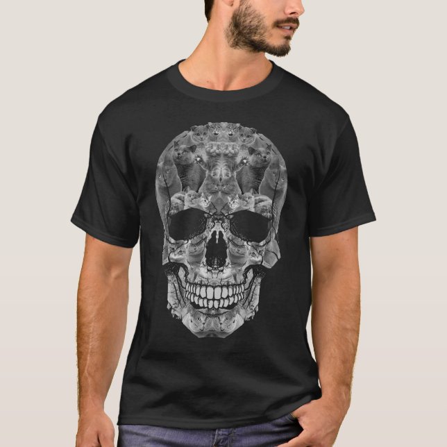 T-shirt crâne - Kitty Skeleton Halloween Costu (Devant)