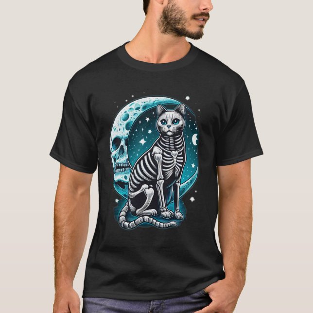 T-shirt Crâne - Kitty Skeleton Idée de costume d'Halloween (Devant)
