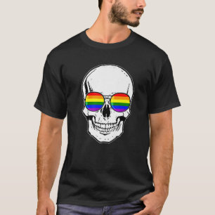 T-shirt Crâne LGBT gay pride avec lunettes de soleil arc-e