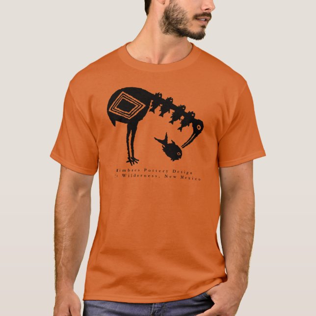 T-shirt Crane Manger Poisson - Mimbres Poterie Design T-sh (Devant)
