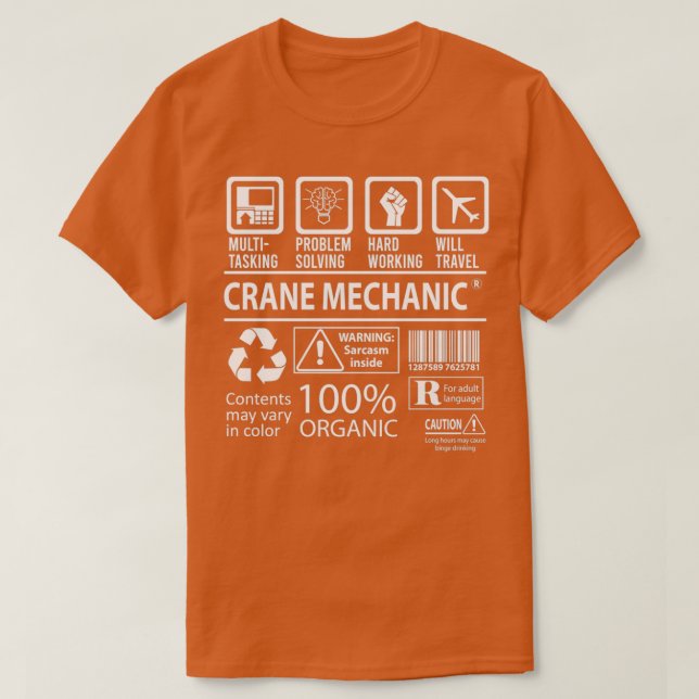 T-shirt Crane Mécanique Multi-Tasking Certified Job Gift I (Design devant)