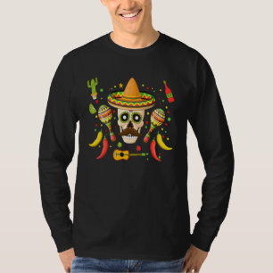 T-shirt Crâne Mexicain de Cinco De Mayo Moustache Cactus F
