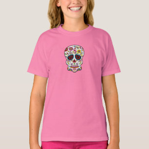 T-shirt Crâne mexicain de sucre de tatouage de fleurs