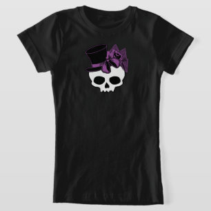 T-Shirt Crâne mignon Avec Chapeau Supérieur Violet Rose Bo