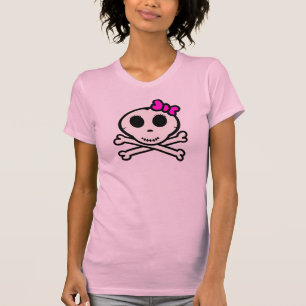 T-shirt Crâne mignon et os croisés avec l'arc rose