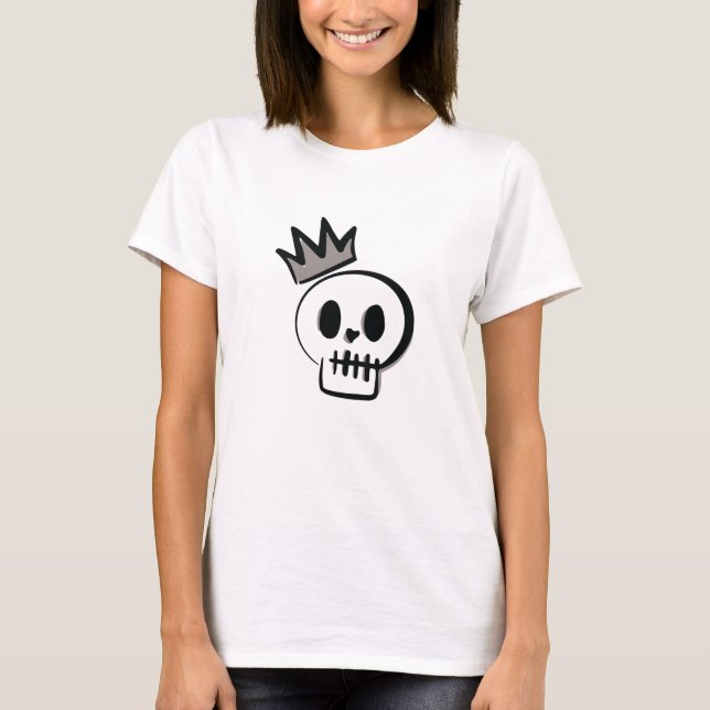 T-shirt Crâne minimal avec couronne - Halloween Cool (Devant)