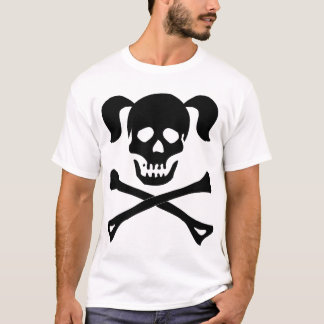 T-shirt Crâne noir de fille avec la femme de couleur