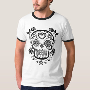 T-shirt Crâne noir de sucre avec des roses