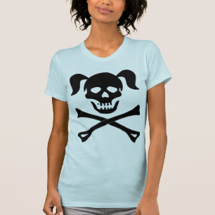 T-shirt Crâne noir et os croisés de fille avec des tress