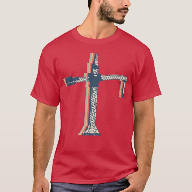T-shirt Crane Operator Construction HEO Retro Line Art boy (Devant)
