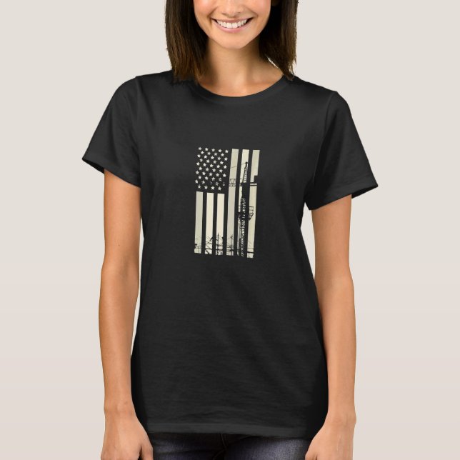 T-shirt Crane Operator Patriotic American USA Flag (Devant)